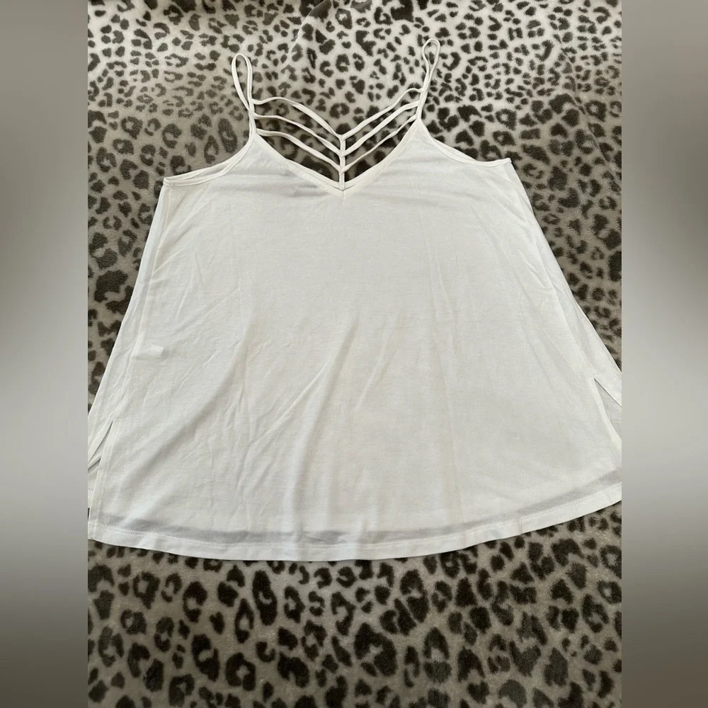 2015 Express One Eleven Double V-neck Strappy Front Cami Tank Top White Small